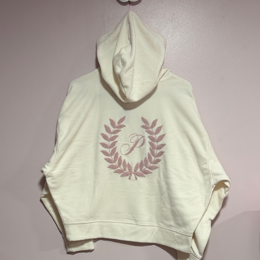 BNWT PINK Victoria's Secret Ivory Hoodie with Pink Logo